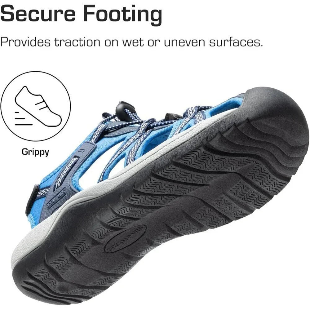 Casual Hiking Sandals Men's Navy  Athletic Cushioned Closed Toe Fisherman Shoes